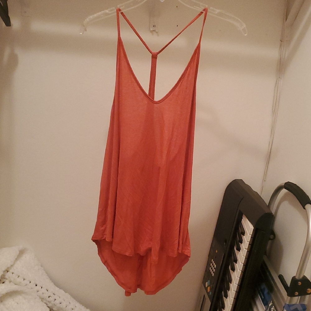Elegant Coral Sleeveless Tank Top